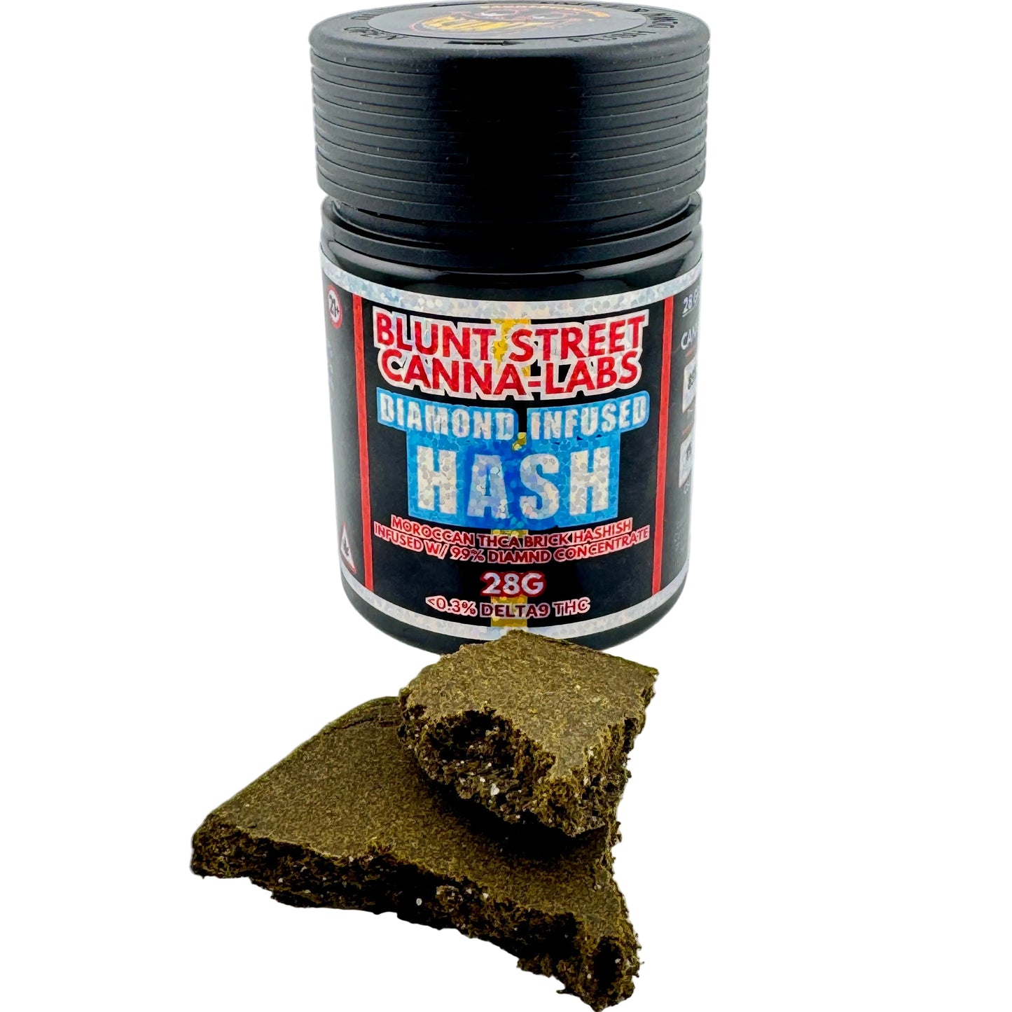 Diamond-Infused 87% THCA Moroccan Brick Hash | 99.4% THCA Diamond Infused