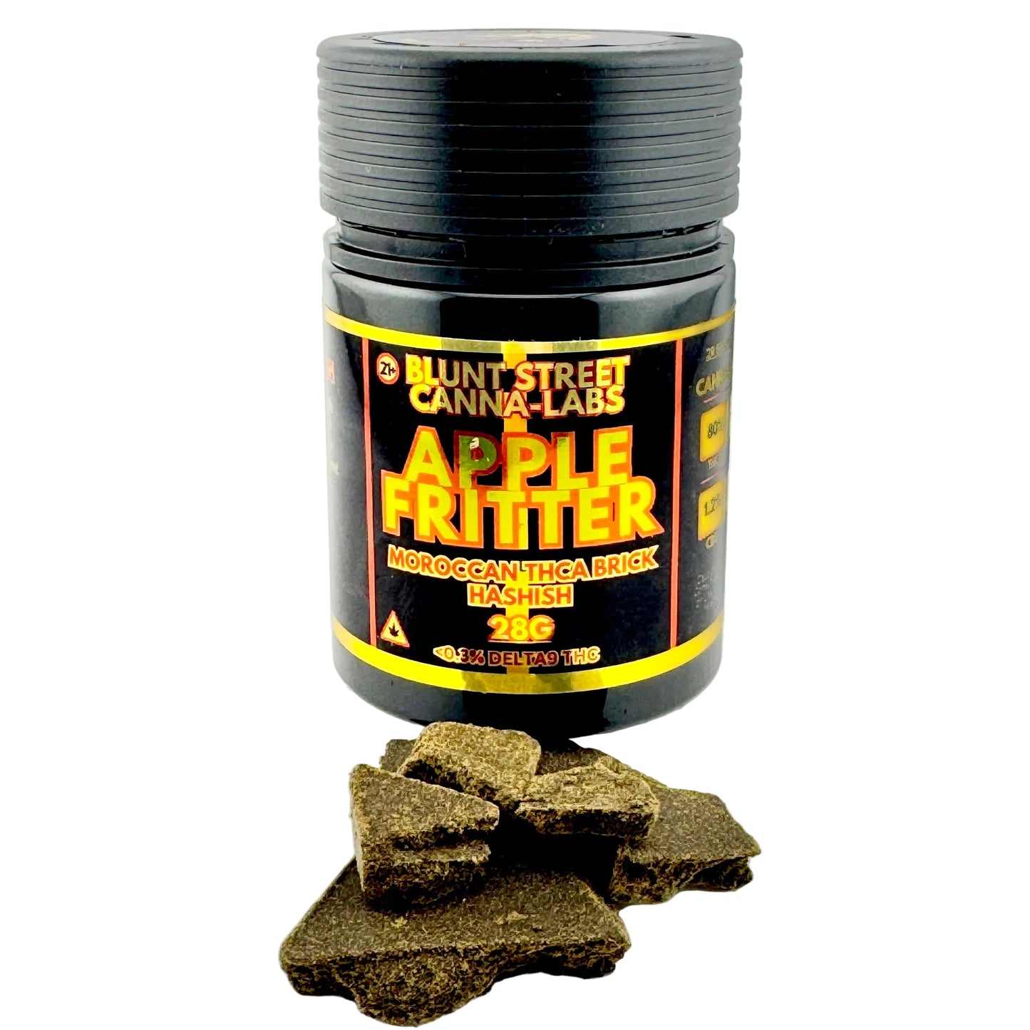 Apple Fritter 75% THCA Moroccan Brick Hash | Aged Reserve | CDT Infused