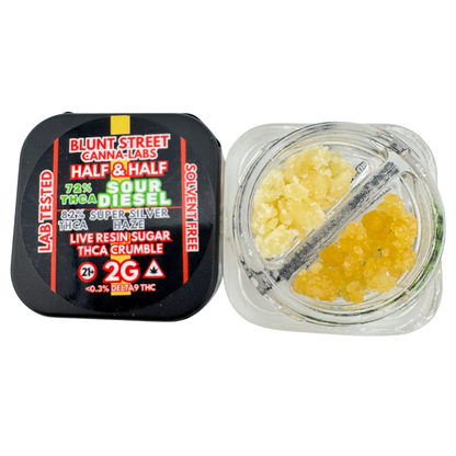 HALF & HALF Bundle| 2G THCA Crumble and Live Resin | 2 Strain Concentrate Combo | Blunt Street