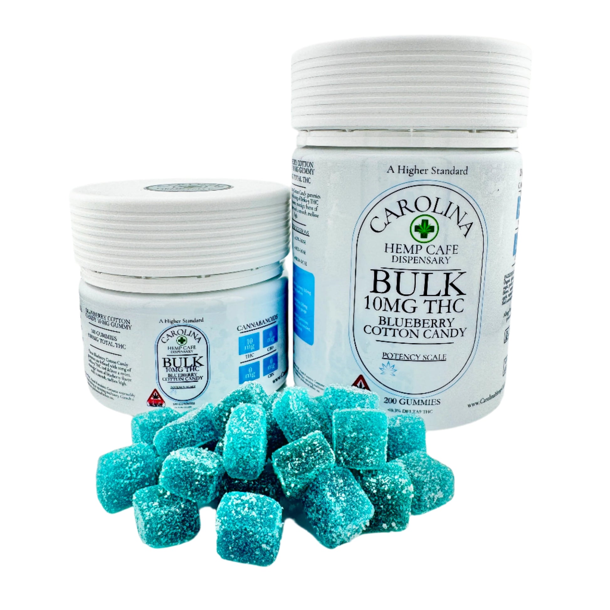 Bulk 10mg Blueberry Cotton Candy THC gummies by Carolina Hemp Cafe