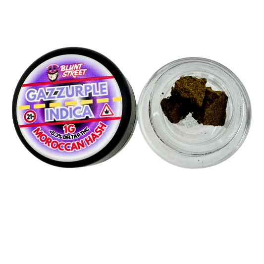 Open jar of cannabis with a branded container on a white background