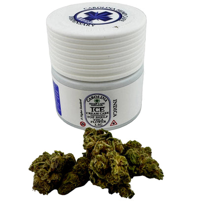 White container with Carolina Reaper branding and cannabis buds on a white background