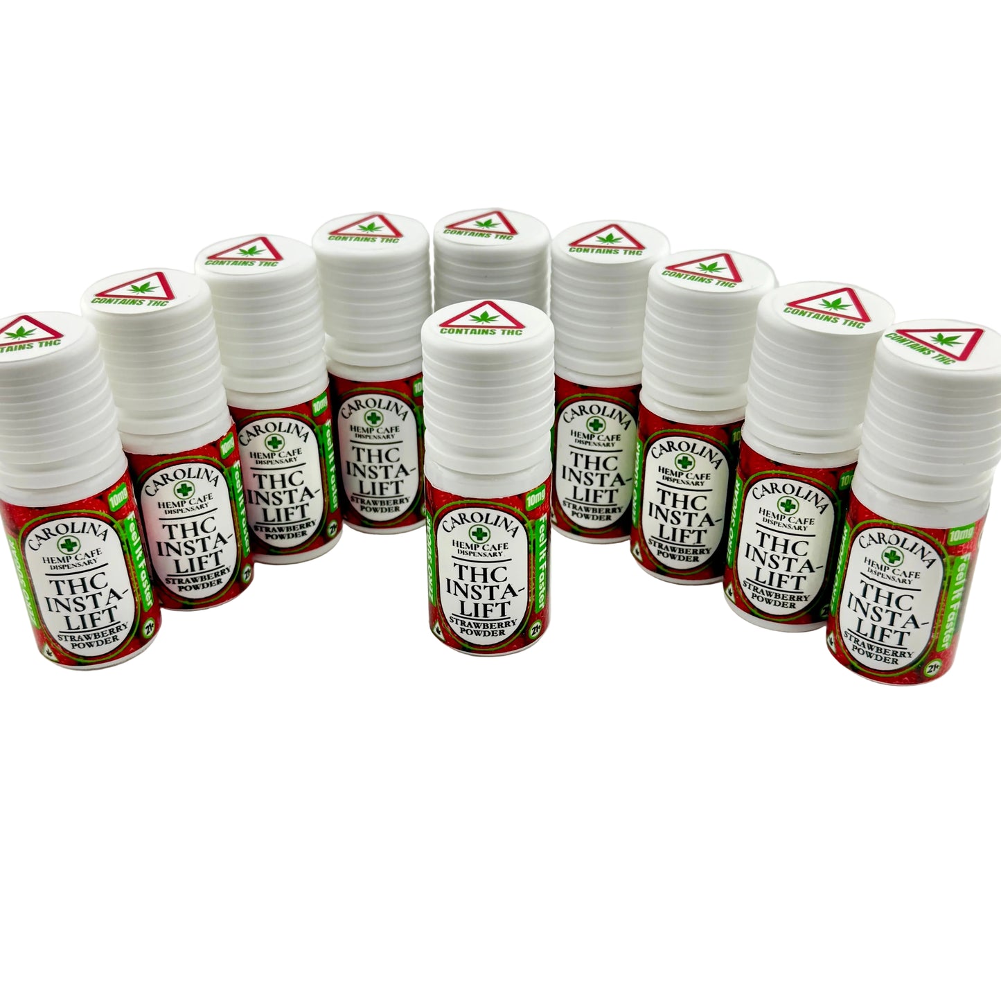 Multiple bottles of Carolina Hemp Extract with THC Inta Lift label on a white background