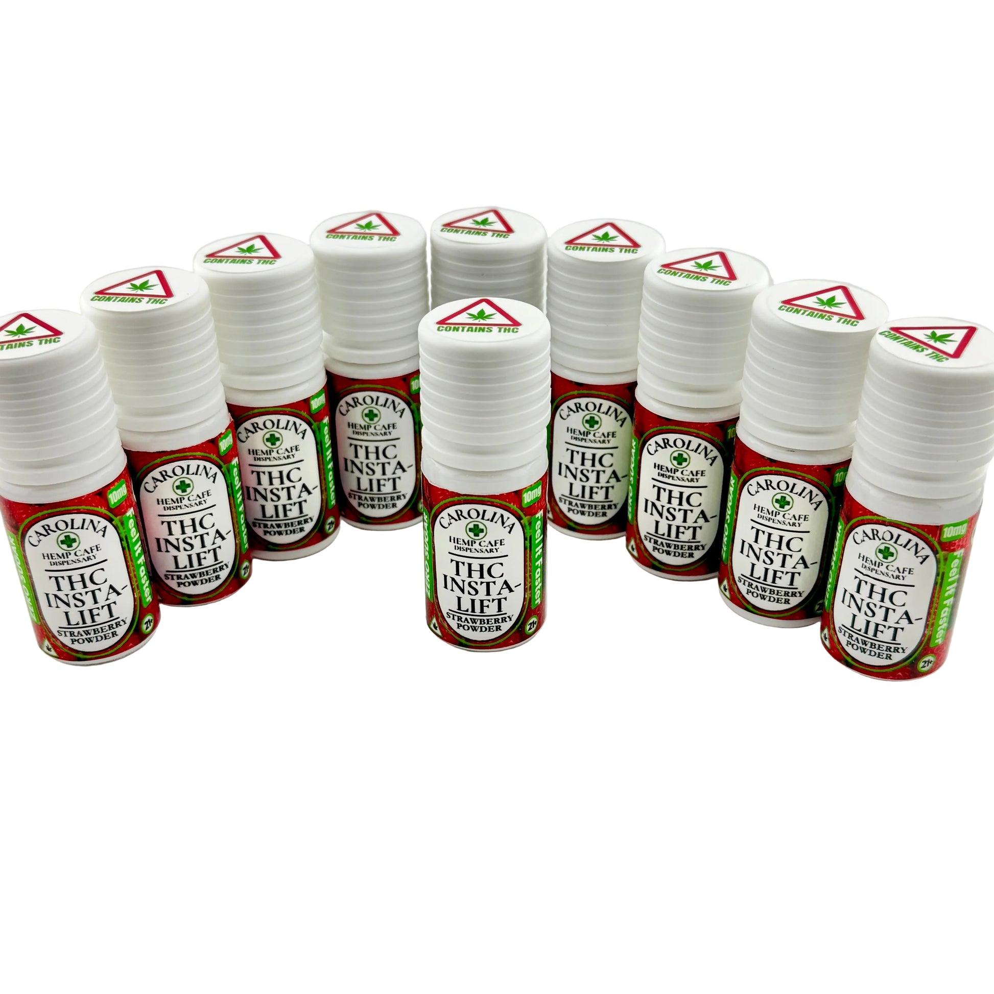 Multiple bottles of Carolina Hemp Extract with THC Inta Lift label on a white background