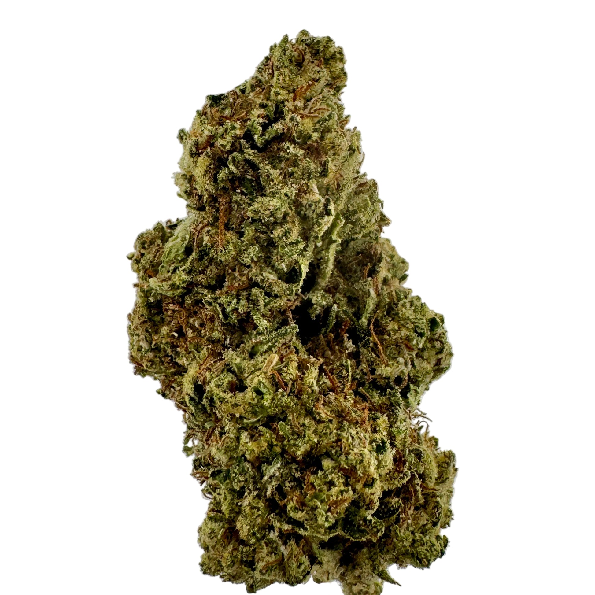 Close-up of a clump of green cannabis on a light gray background