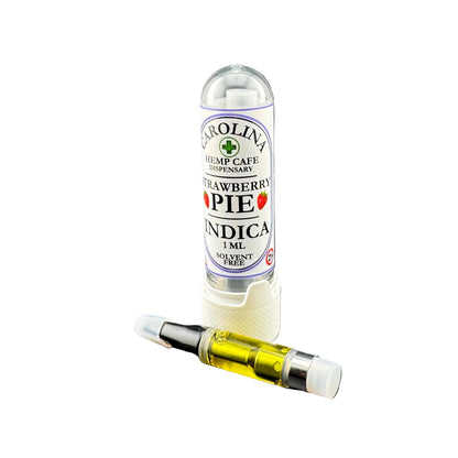 Carolina Hemp Cafe vape pen cartridge on a gray background