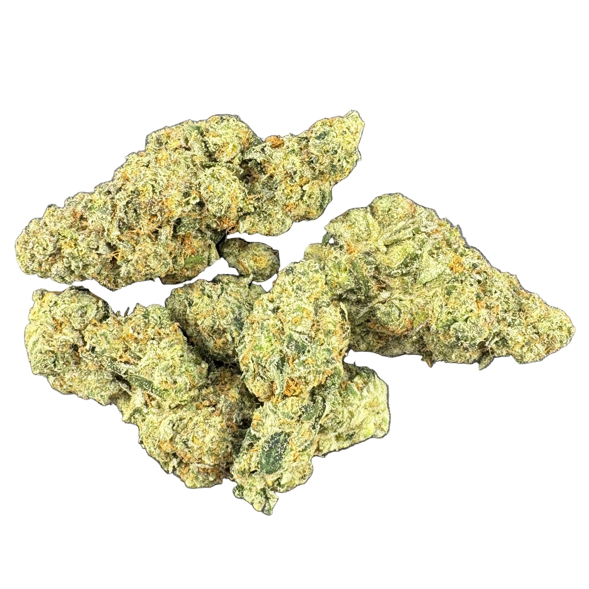 Green cannabis buds on a gray surface