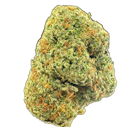 Close-up of a green cannabis bud on a dark background