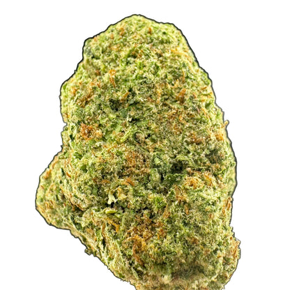 Close-up of a green cannabis bud on a dark background