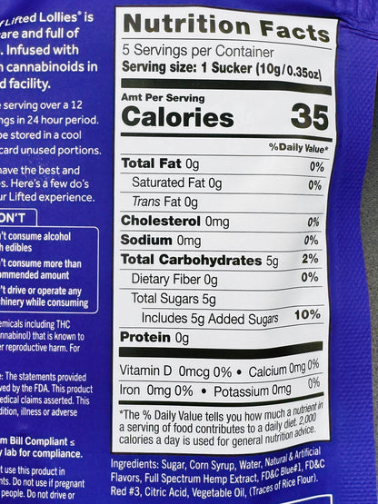 nutrition facts label on blue packaging