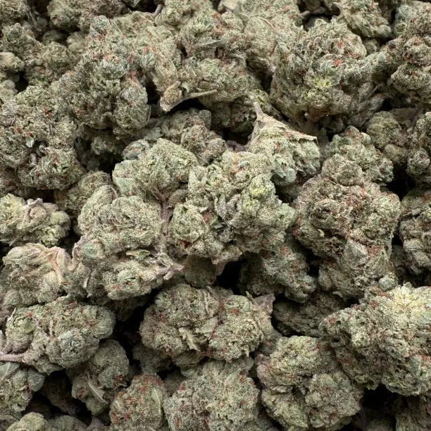 Close-up of green cannabis buds on a clear background