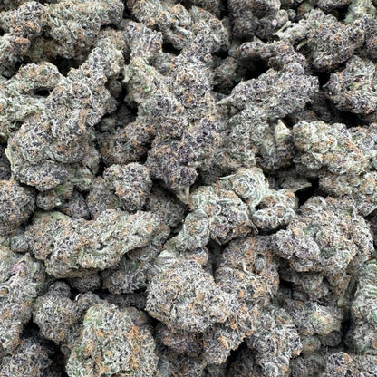 Close-up of a pile of dried cannabis buds on a white background