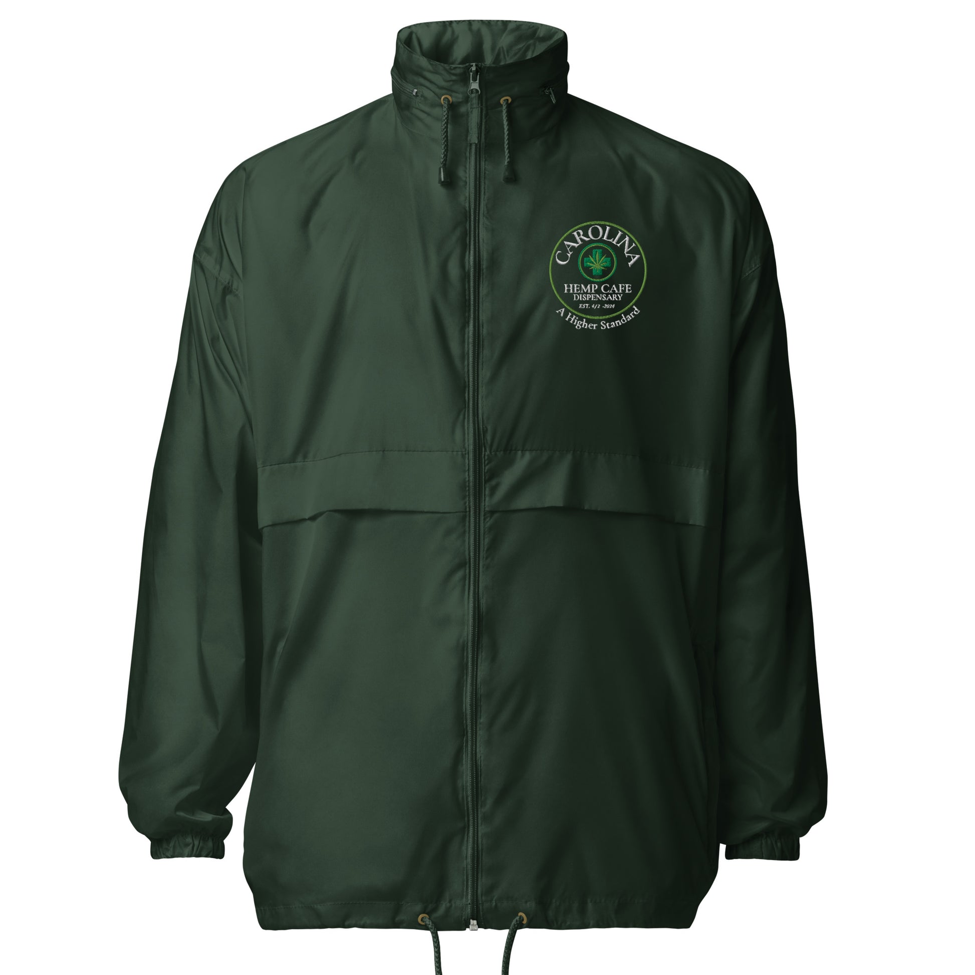 Forest Green Carolina Hemp Cafe Dispensary Unisex windbreaker jacket